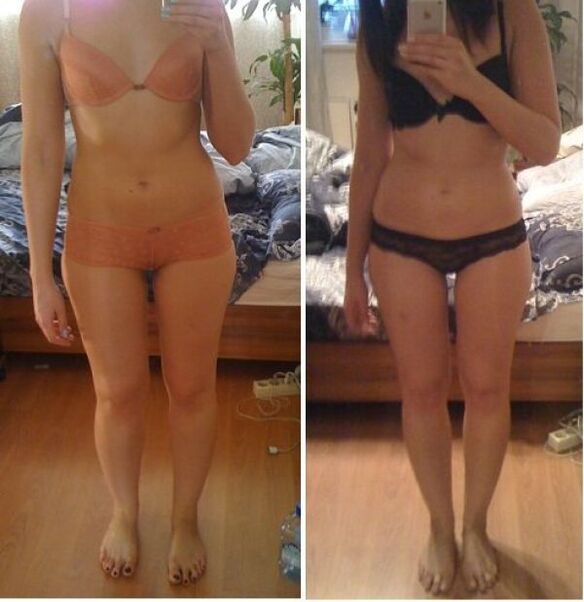 Mergina prieš ir po svorio metimo pagal japonišką dietą per 14 dienų